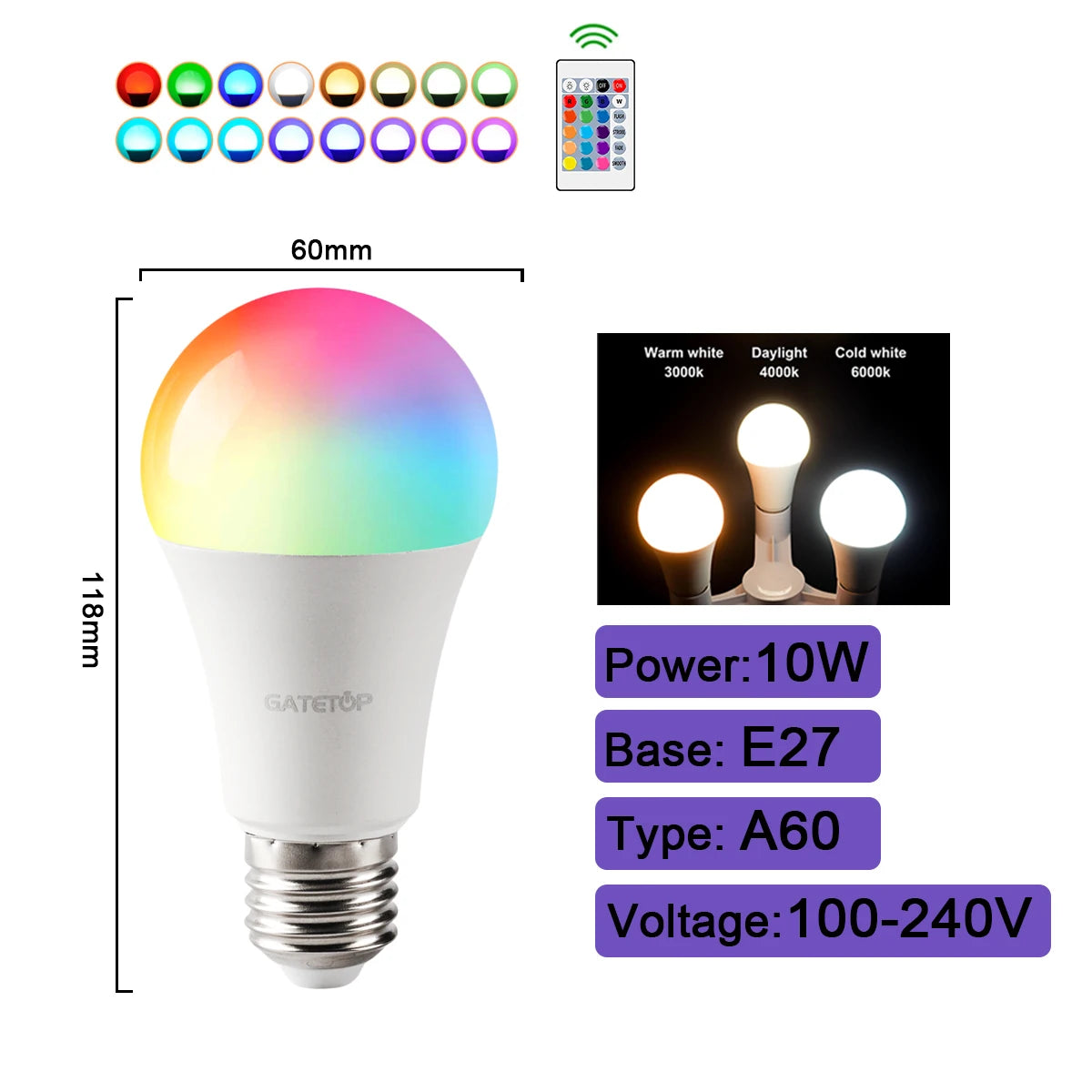 LyfenGlow Smart RGB – Bombilla LED Multicolor