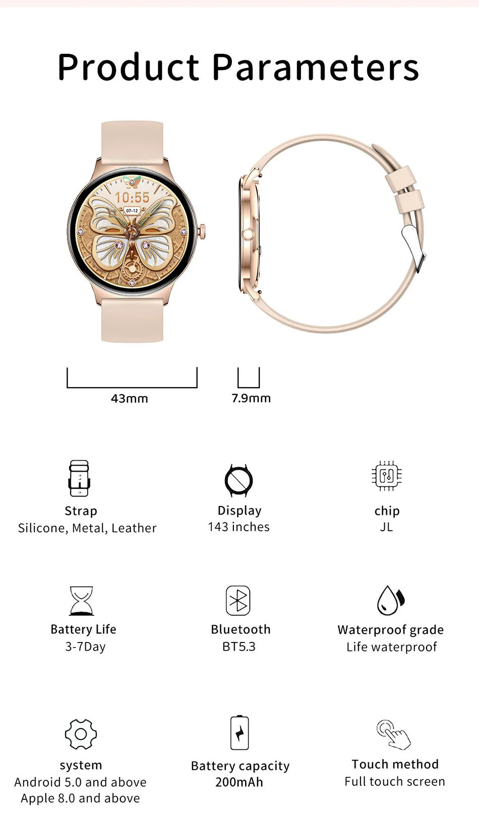 LyfenWatch Aura – Smartwatch AMOLED ultrafino